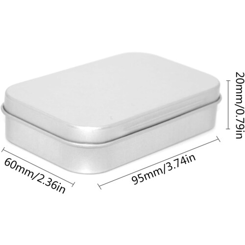 Rectangular Storage Container Small Metal Tin With Lid Tinplate Slide Cover Jewelry Organizer Silver 1