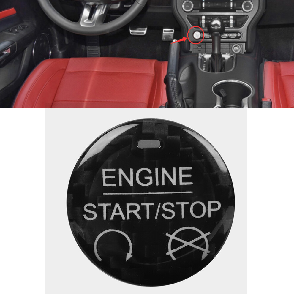 Carbon Fiber Start Stop Button Sticker Fit For Ford Mustang 2015-2019 3181363251852