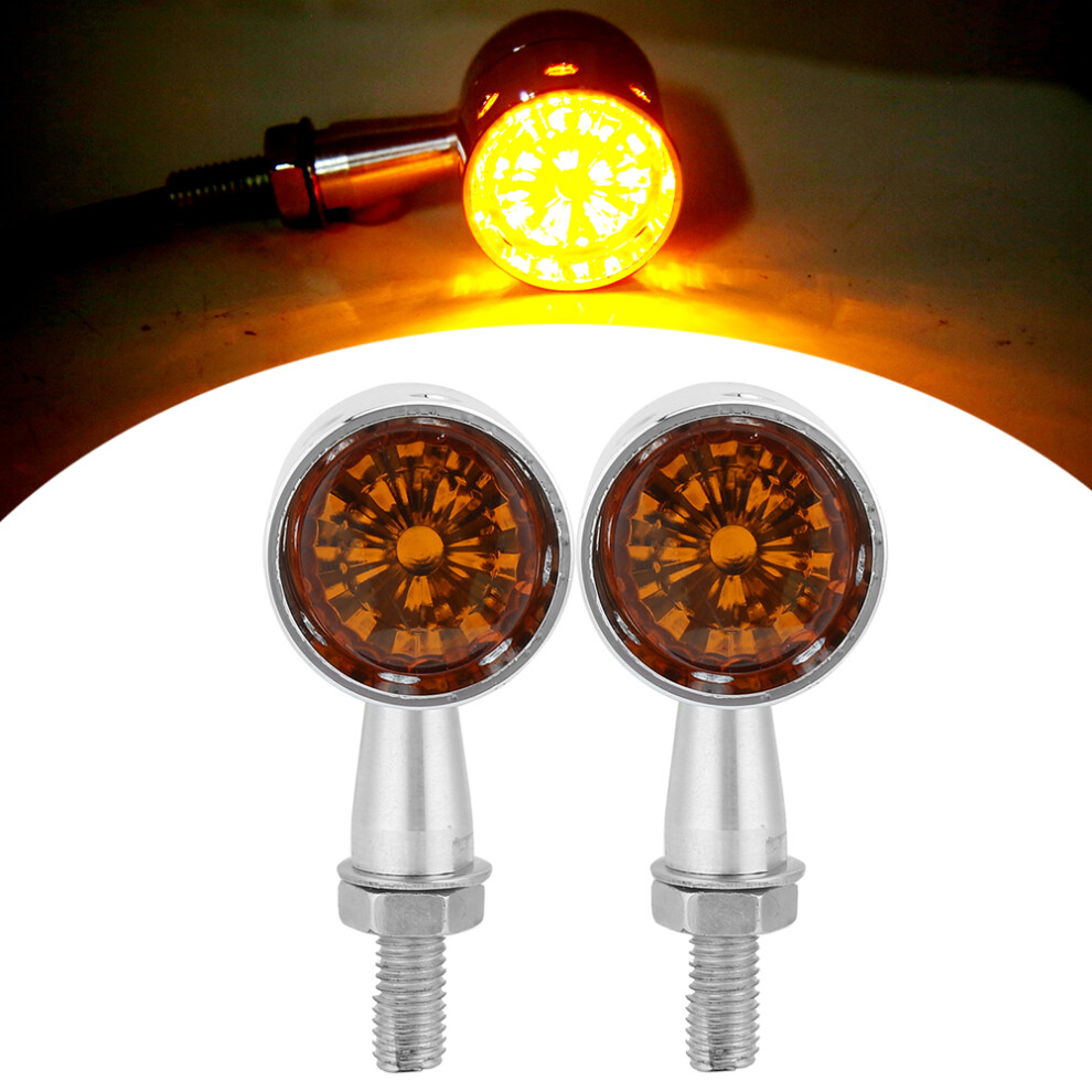 2Pcs 12V Retro Motorcycle Turn Signal Lights, Hollow Indicator Amber 6931363251881