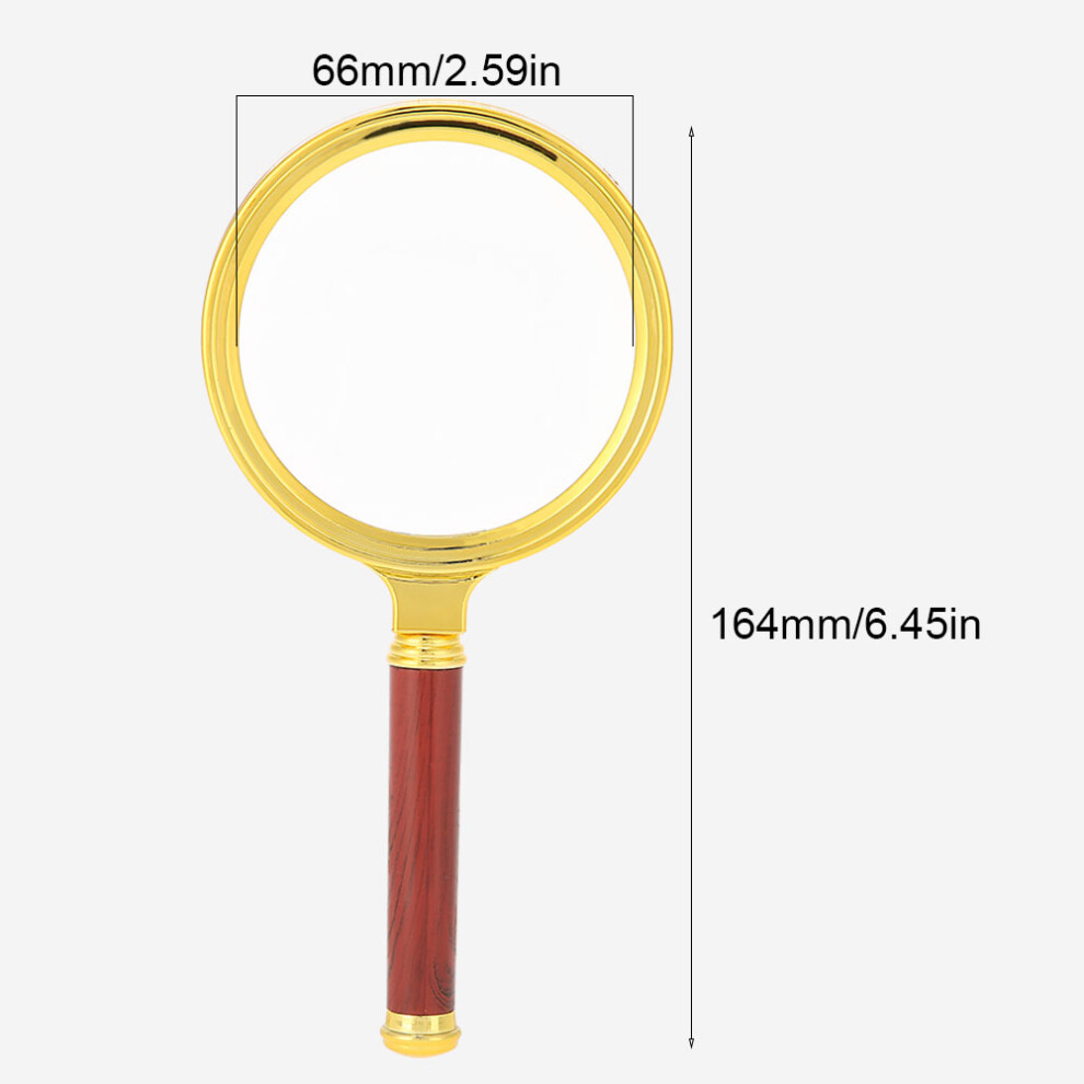 10X Handheld Loupe with Wooden Handle, 80mm Magnifier for Jewelry & Reading