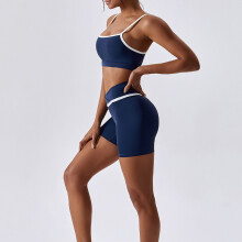 2-teiliges Yogakleid Farbblock Mitternachtsblau 12/L für Laufen & Fitness