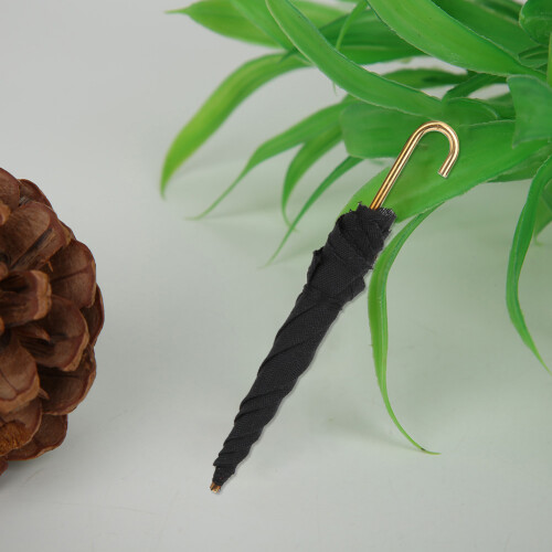 2 Stück 1:12 Miniatur-Schirm, schwarzer Stoff DIY 2