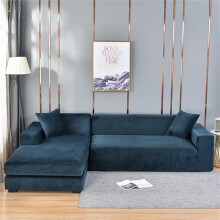 Sofa Cover Stretch Silver Fox Velvet For 1 2 3 4 Seater Corner Sofa L Shape Slipcover Navy Blue Non Slip