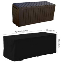 Black Garden Deck Box Cover 123x62x55cm Waterproof UV Protect Storage
