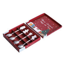 Weihnachtliches Löffelset aus lebensmittelechtem Edelstahl mit einzigartigen Weihnachtsmotiven, ideal für Kaffee, Tee und Desserts – praktisches