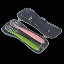 Silikon-Babylöffel, 2er-Pack, ab 4 Monaten, mit weicher Spitze, grün und pink, in der Box