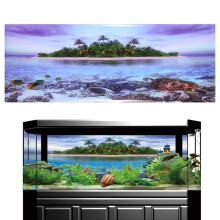 Vibrant 3D Coconut Tree Beach Poster for Large Aquarium Decoration