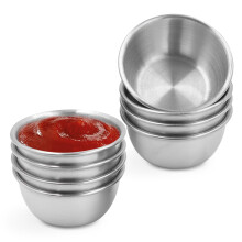 Stainless Steel Dipping Sauce Cups 8Piece Set, 2.1 Oz Capacity, Round Mini Reusable Bowls For Dips, Silver