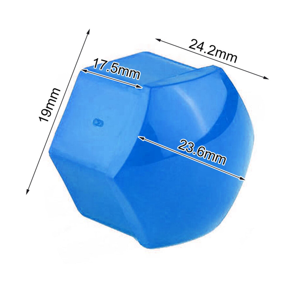 19Mm Auto Hub Screw Covers 20Pcs - Sturdy Nylon Rust Prevention Blue 7891363263231