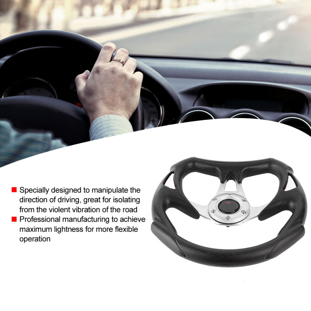 13In Aluminum Pu Leather Car Sport Racing Drift Steering Wheel Silver 8701363263331