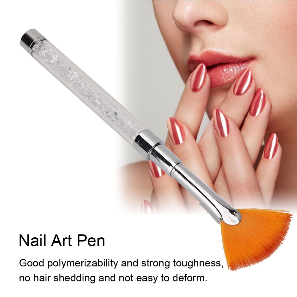 Fan Shaped Nail Art Pen Brush Glitter Flower Gradient Manicure Tool White