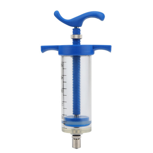 Kunststoff Stahl Spritze 50 ml 15,5 cm blauer Griff