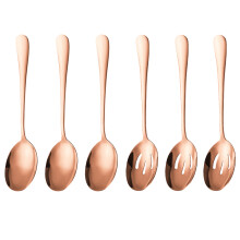 Edelstahl-Besteck, spülmaschinenfestes Servierlöffel-Set mit Schaumlöffeln, große Servierlöffel, praktisches Design, Buffetbesteck für Küche