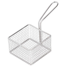 Mini cesta cuadrada para freír, fácil de limpiar, soporte de acero inoxidable para patatas fritas con mango largo, cesta reutilizable para freír,