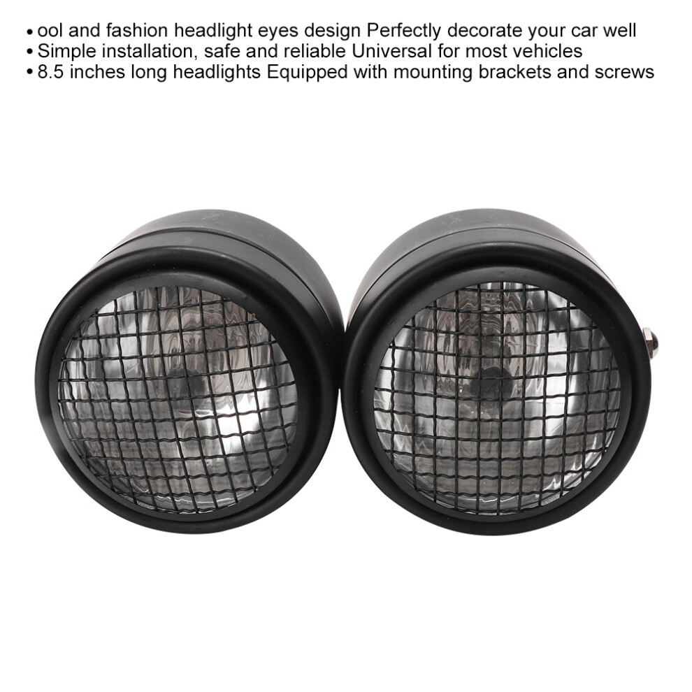 Universal 8.5In Iron Double Round Motorcycle Headlight + Black/White 4651363267737