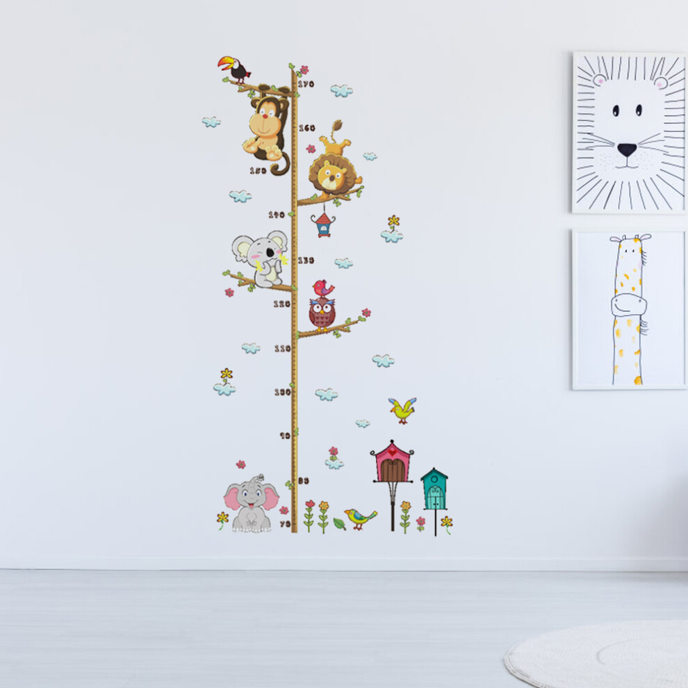 Adorable Elephant & Lion Kids Height Chart Wall Sticker for Nursery