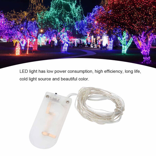 2m Waterproof LED String Lights Copper Wire for Indoor Outdoor Decor White 2