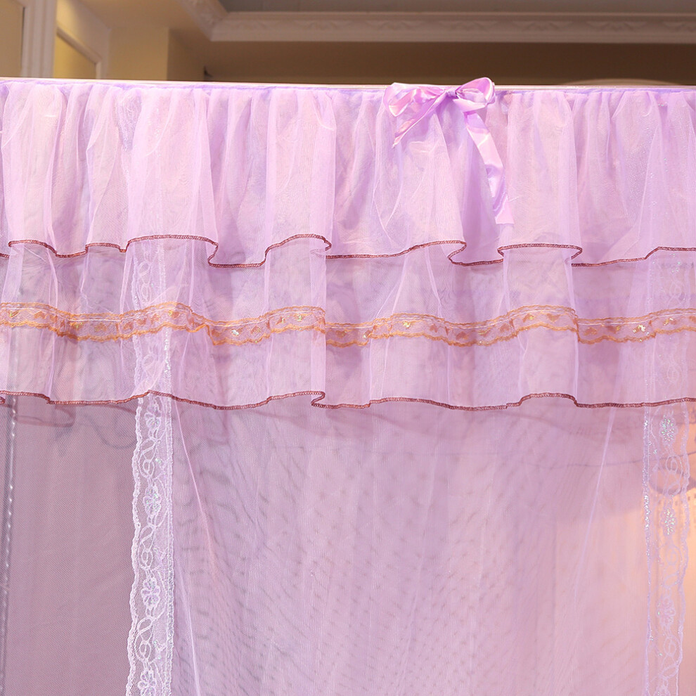 Luxury Princess Four Corner Post Bed Curtain Canopy Net S 120X200x200cm Purple