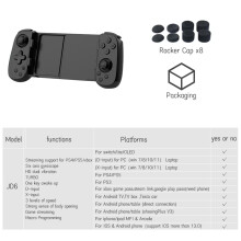 Manette de jeu sans fil extensible (noire) pour appareils mobiles Android et iOS. Compatible Bluetooth