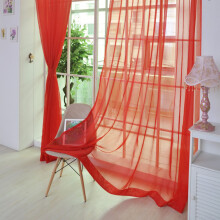 Breathable Red Sheer Curtains for Bedroom with Rod Pocket 52" x 84