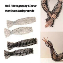 Fonds photo pour la photographie d'ongles, gants élastiques, capsules d'ongles, manchons fins en tulle,