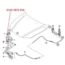 51237073916 Loquet de sécurité de capot, crochet de verrouillage, modèle pour BMW E90 / E91