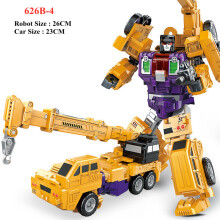(Jaune 626B-4) Jinjiang 6 en 1 Devastator Classic Toys Figurine articulée transformable en robot, camion-excavatrice