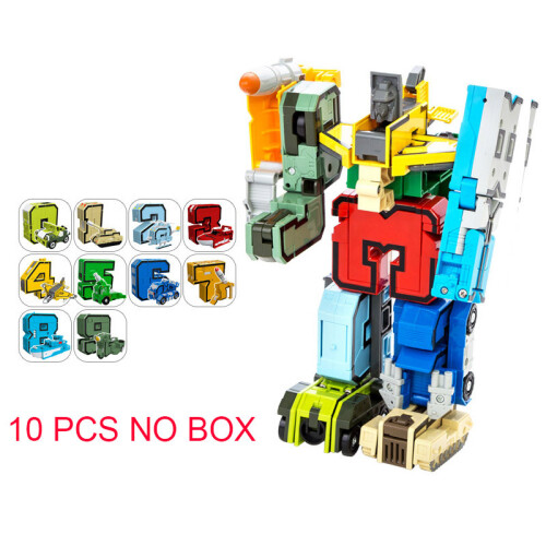 (10 pièces SANS BOÎTE) GUDI Robots à assembler, figurines transformables, voitures, chiffres, lettres