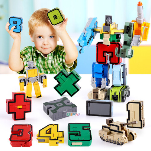 (10 pièces SANS BOÎTE) GUDI Robots à assembler, figurines transformables, voitures, chiffres, lettres 1