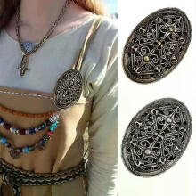 (AL20890-Or) Broche vintage scandinave en forme de bouclier, inspirée de la mythologie nordique et du
