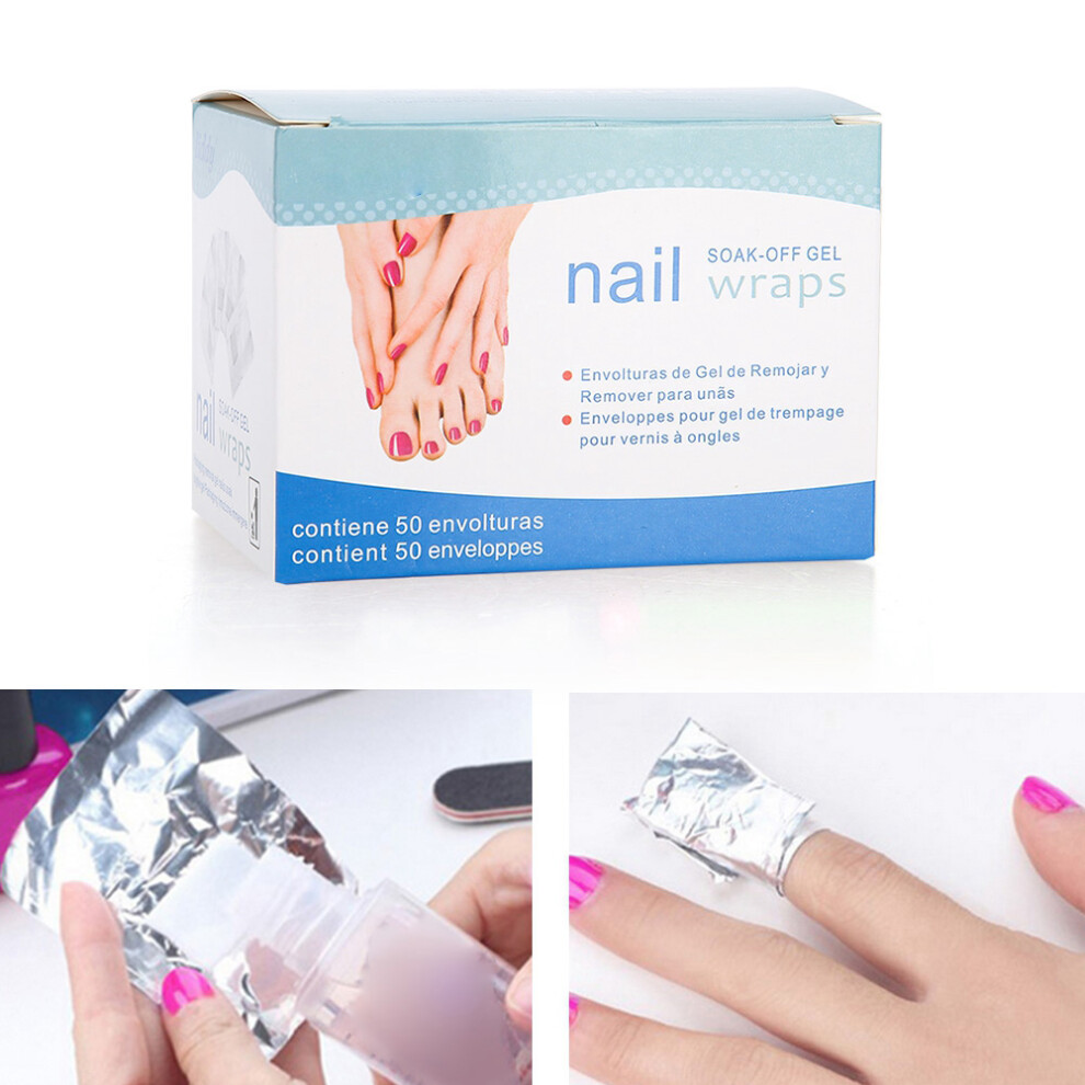 50pcs Nail Polish Removal Tinfoil Wraps Cotton Cotton Pads UV Gel Soak Off Set