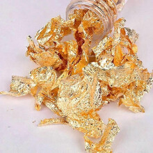 Feuille d'or décorative (2 g/flacon), imitation paillettes d'or et feuilles d'argent, non comestible,