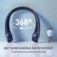 Ventilateur de cou (bleu), portable, mains libres et sans pales, batterie rechargeable USB 4000 mAh,