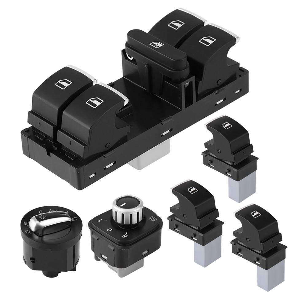 6Pcs Chrome Headlight Window Mirror Switch Set For B6 Cc Mk5 Mk6 6941363272892