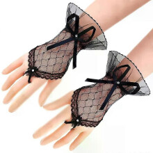 Gants courts noirs gothiques pour femme, style Harajuku, en dentelle, pour mariage, Halloween ou soirée.