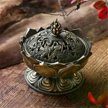 Brûleur d'encens en forme de fleur de lotus, porte-bouddha, mini encensoir en laiton et bois de santal,