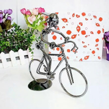 1 figurine de cycliste rétro en fer forgé, ornement de vélo représentant un homme à vélo, pour la décoration