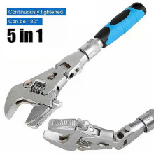 Clé à cliquet 5 en 1 universelle pour l'entretien, pliable à 180, longueur réglable, couple ajustable