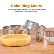 Moules à gâteaux à cercle à pâtisserie, lot de 6, en acier inoxydable poreux, perforés, pour tartes