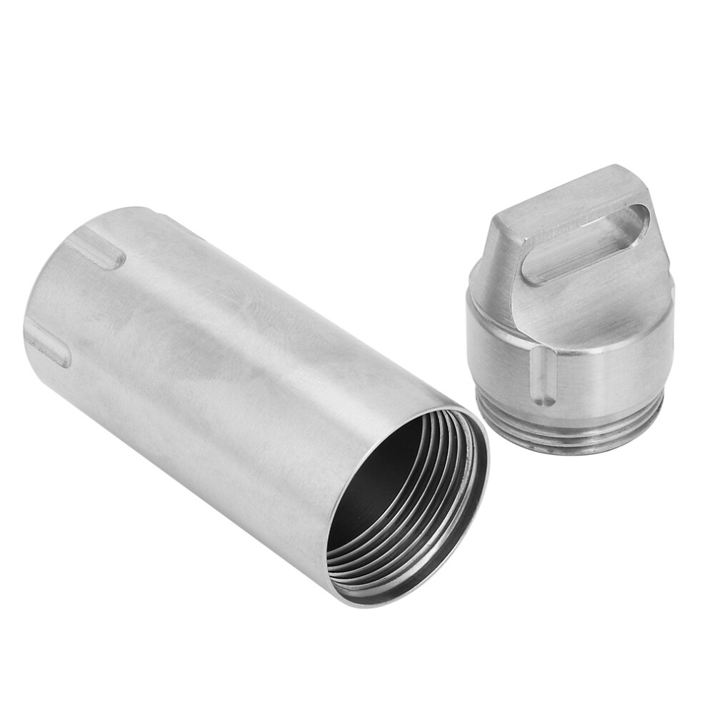 Stainless Steel Waterproof Pill Holder Keychain for Seniors 1.2oz Steel Finish
