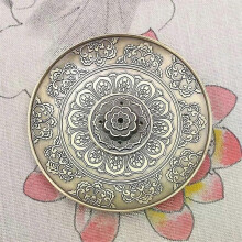 Porte-encens d'intérieur, brûleur d'encens en fil métallique, motif lotus zen vintage, plaque à encens