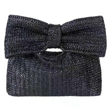 Pochette en paille tressée pour femme, sac à nœud, idéal pour les vacances d'été à la plage, sac en