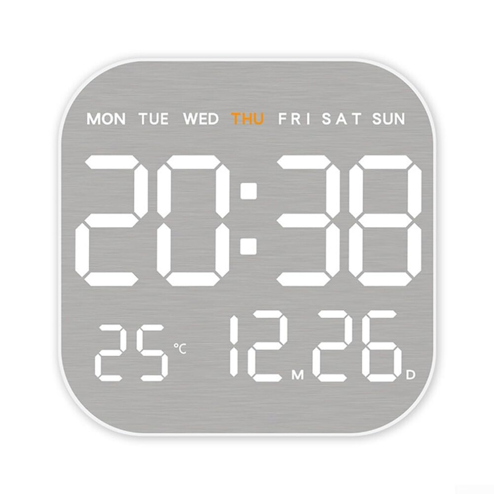 Led Alarm Clock With Settings, 12/24 Hour Format, Fahrenheit/Celsius Toggle, Finish White