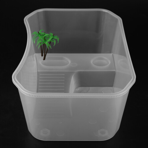 Versatile White Turtle Reptile Tank with Integrated Basking Platform