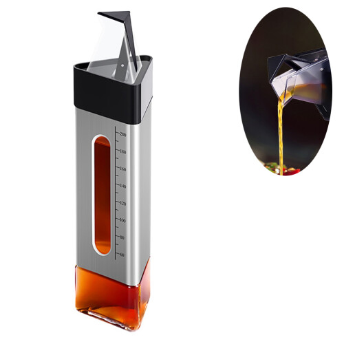 Διανομέας κουζίνας από διαφανές γυαλί 260ML, μπουκάλι διανομής λαδιού με στόμιο από