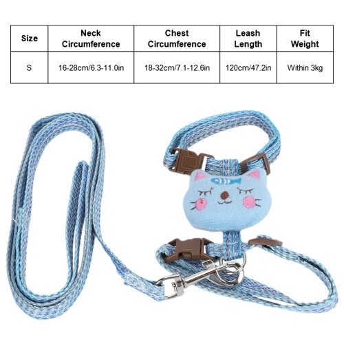AntiLost Cat Harness with Leash, Adjustable, Escape-Proof, Blue (Small) 2