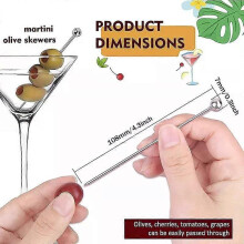 Lot de 12 piques Ă cocktail en acier inoxydable pour boissons, martini, olives, Bloody Mary, brochettes