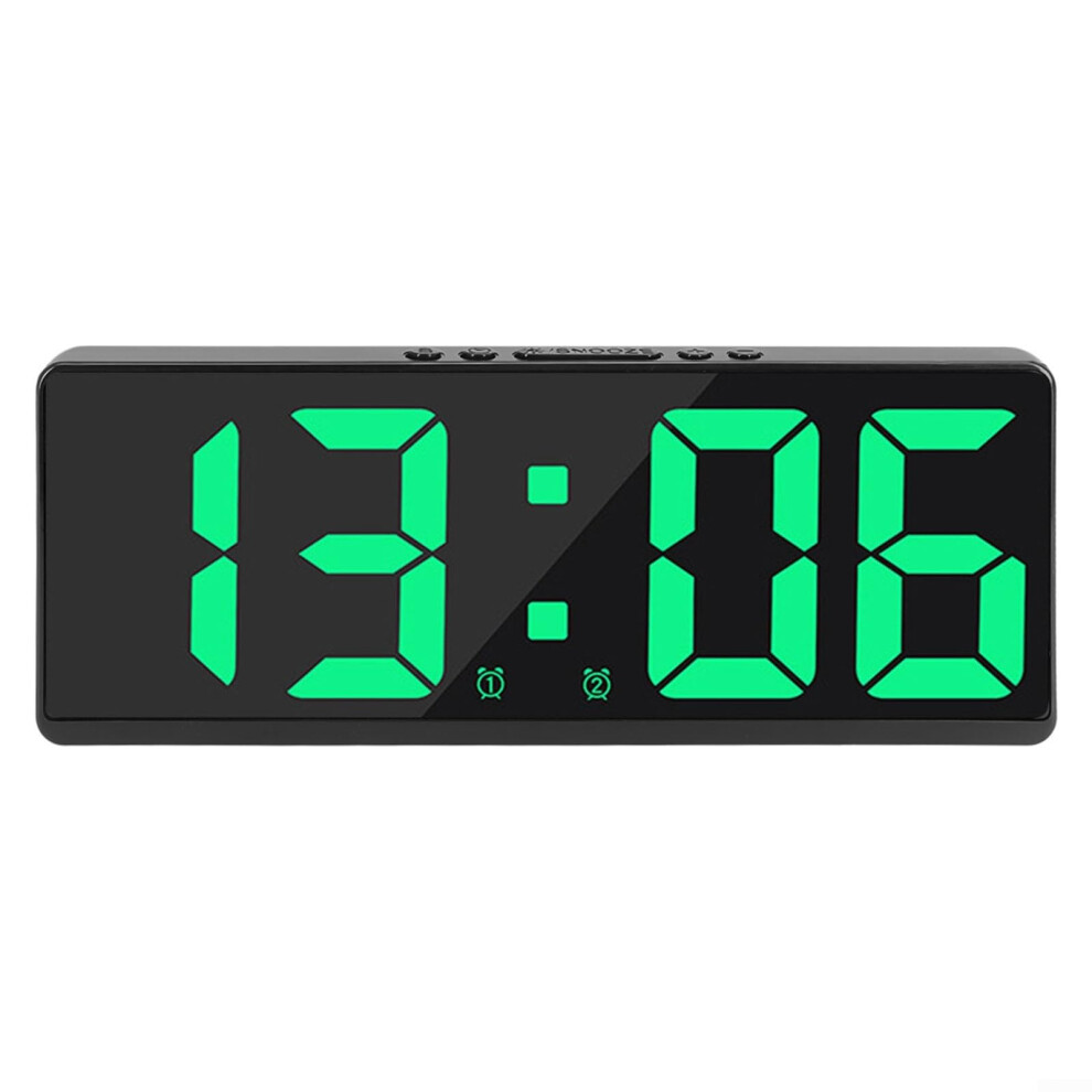 Modern Smart Alarm Clock Elegant Design Voice Activation Realtime Temperature Display Black Shell Green Display 9105992287512