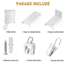 Ensemble d'accessoires pour rideaux de plafond flexibles et rails de rideaux flexibles