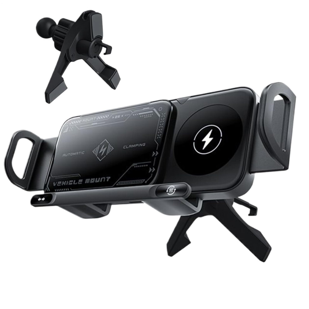 15W Foldable Charger With Coil Wireless Car Charger With Holder For Vehicle Center Console Smartphone Holder 9067246977887